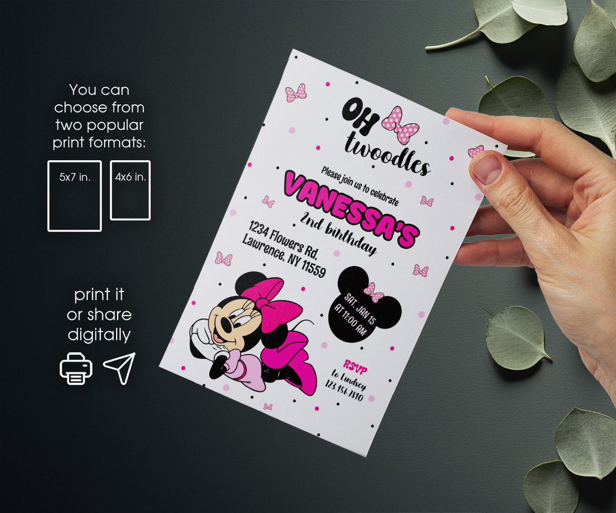 Minnie Mouse Disney Mickey customizable invitation template | Share or Print | girl | EE851