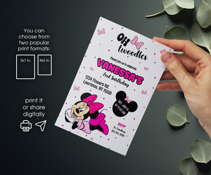 Minnie Mouse Disney Mickey customizable invitation template | Share or Print | girl | EE851