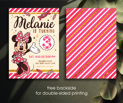 Minnie Mouse Disney Mickey customizable invitation template | Share or Print | girl | LL230