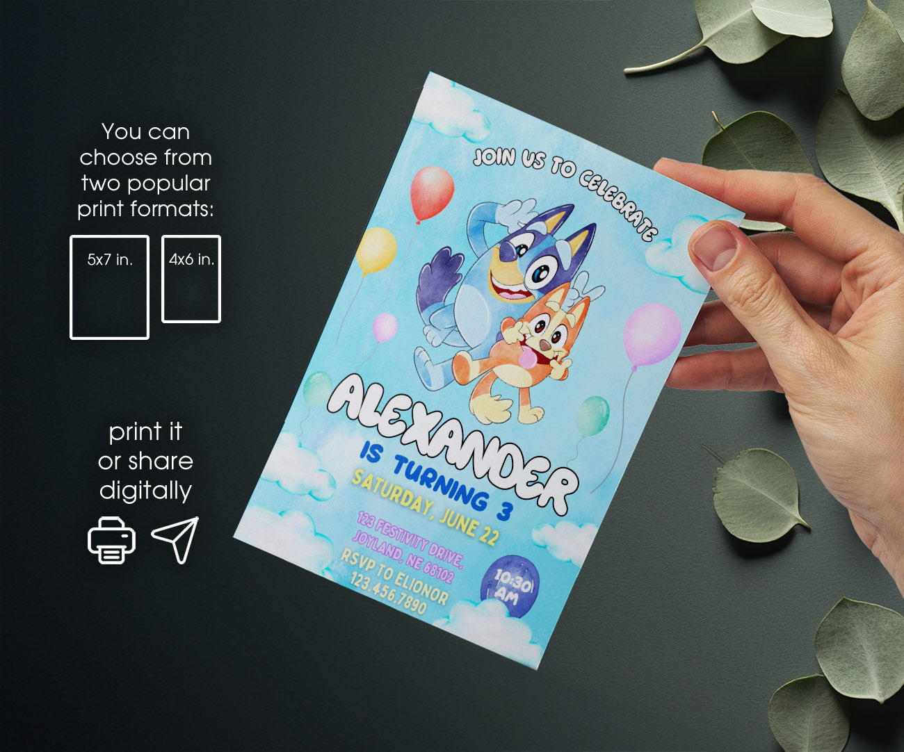 Bluey Bingo customizable invitation template | Share or Print | ES927