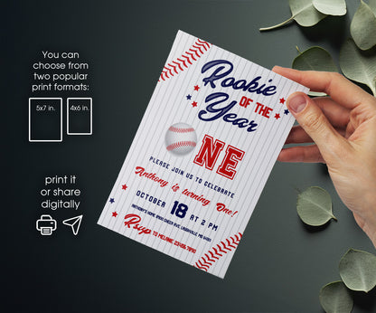 Baseball MLB Sport customizable invitation template | Share or Print | boy | PH780