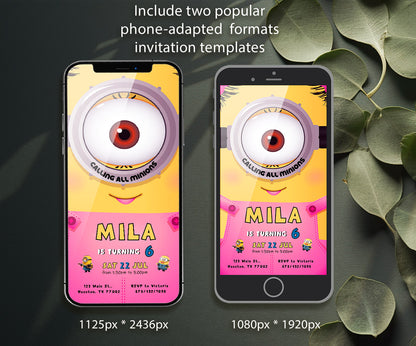 Minions Despicable Me customizable invitation template | Share or Print | SM539
