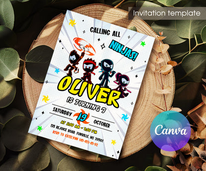 Ninja Kidz TV customizable invitation template | Share or Print | CM877