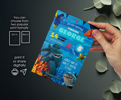 Finding Nemo customizable invitation template | Share or Print | PZ293