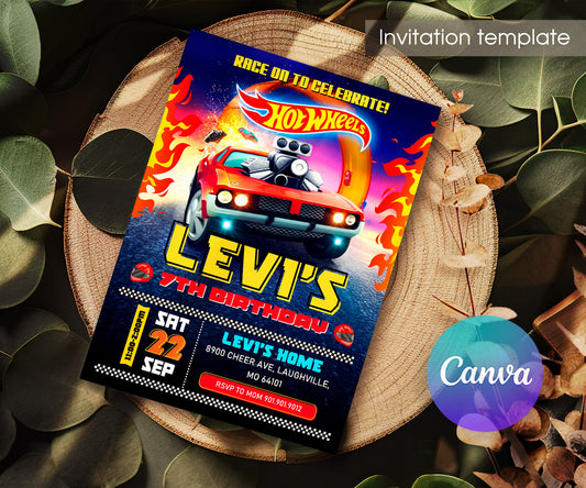 Hot Wheels Racing customizable invitation template | Share or Print | boy | GP204