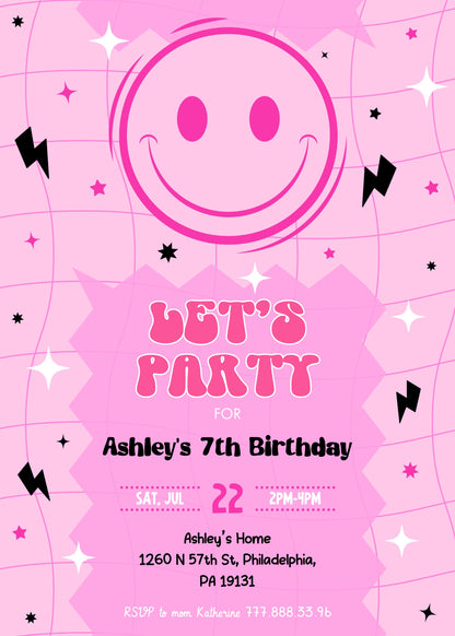 Smiley Face customizable invitation template | Share or Print | UM886
