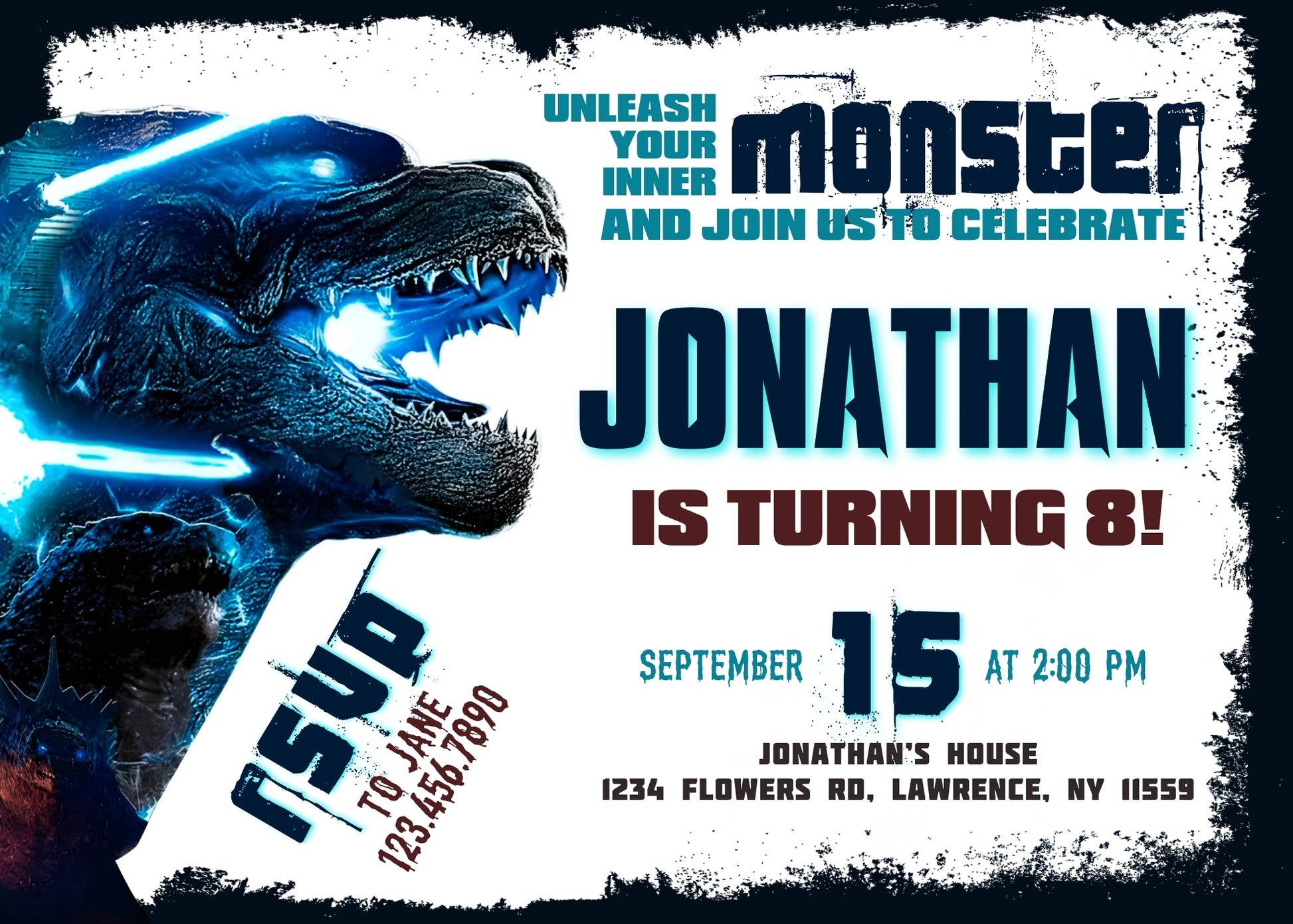 Godzilla and King Kong customizable invitation template | Share or Print | LQ052