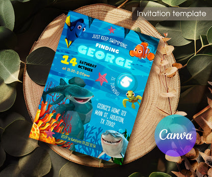 Finding Nemo customizable invitation template | Share or Print | PZ293