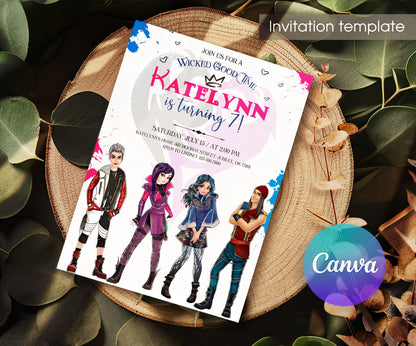 Descendants Disney customizable invitation template | Share or Print | CU817