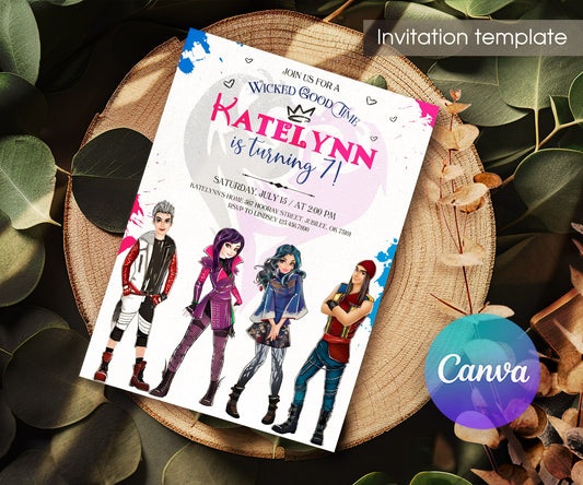 Descendants Disney customizable invitation template | Share or Print | CU817