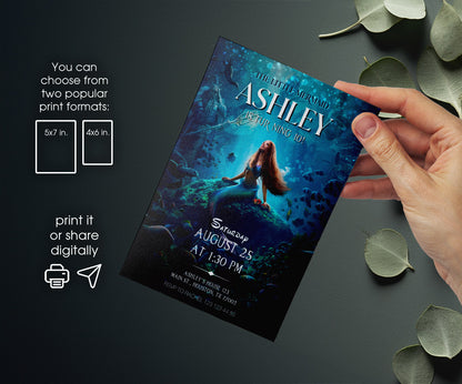 The Little Mermaid Ariel customizable invitation template | Share or Print | girl | XR270