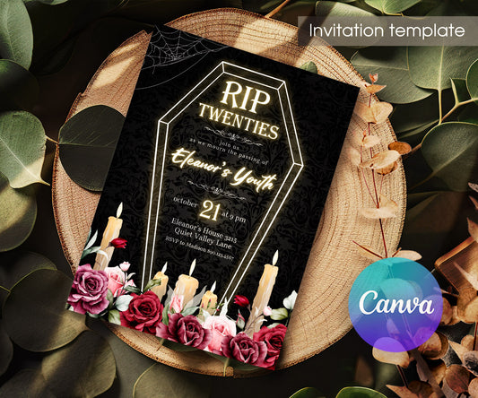 Rip Twenties Birthday customizable invitation template | Share or Print | BX261