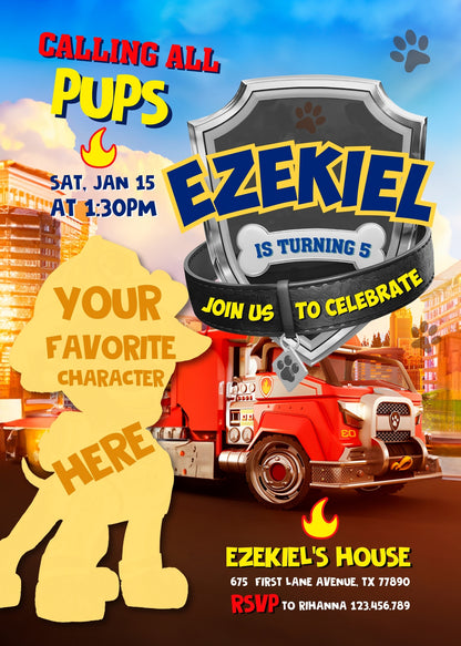 PAW Patrol customizable invitation template | Share or Print | UZ483