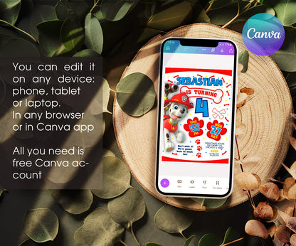PAW Patrol customizable invitation template | Share or Print | QN357
