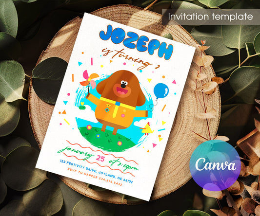 Hey Duggee customizable invitation template | Share or Print | EX123