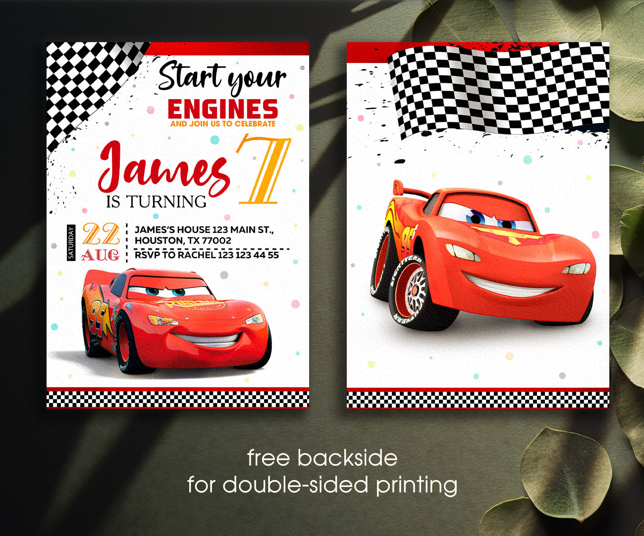 Cars Lightning McQueen customizable invitation template | Share or Print | boy | HW480