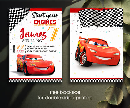 Cars Lightning McQueen customizable invitation template | Share or Print | boy | HW480