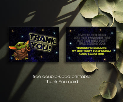 Baby Yoda Grogu Star Wars Mandalorian customizable invitation template | Share or Print | boy | XA616