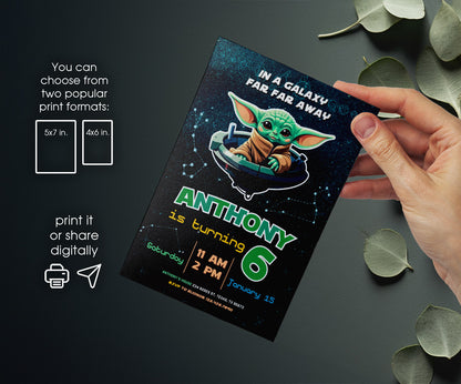 Baby Yoda Grogu Star Wars Mandalorian customizable invitation template | Share or Print | boy | GD213