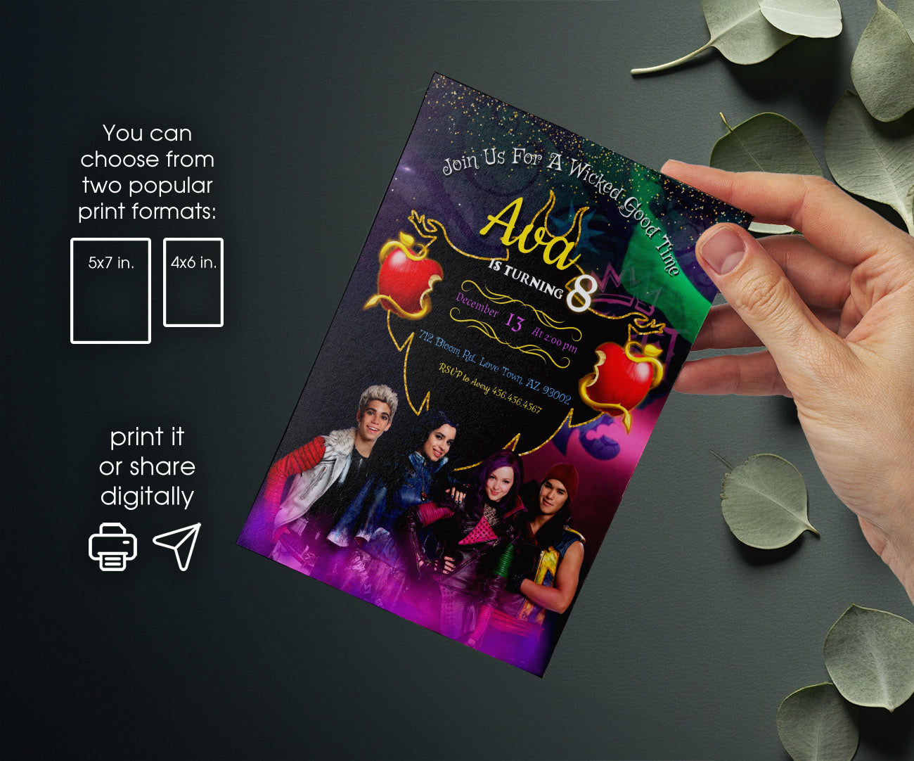 Descendants Disney customizable invitation template | Share or Print | XE725