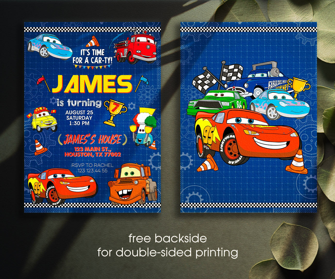 Cars Lightning McQueen customizable invitation template | Share or Print | boy | KS702