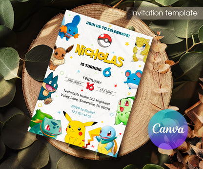 Pokemon Pikachu customizable invitation template | Share or Print | ER507