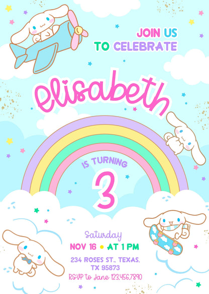 Cinnamoroll Hello Kitty Sanrio customizable invitation template | Share or Print | girl | UF594