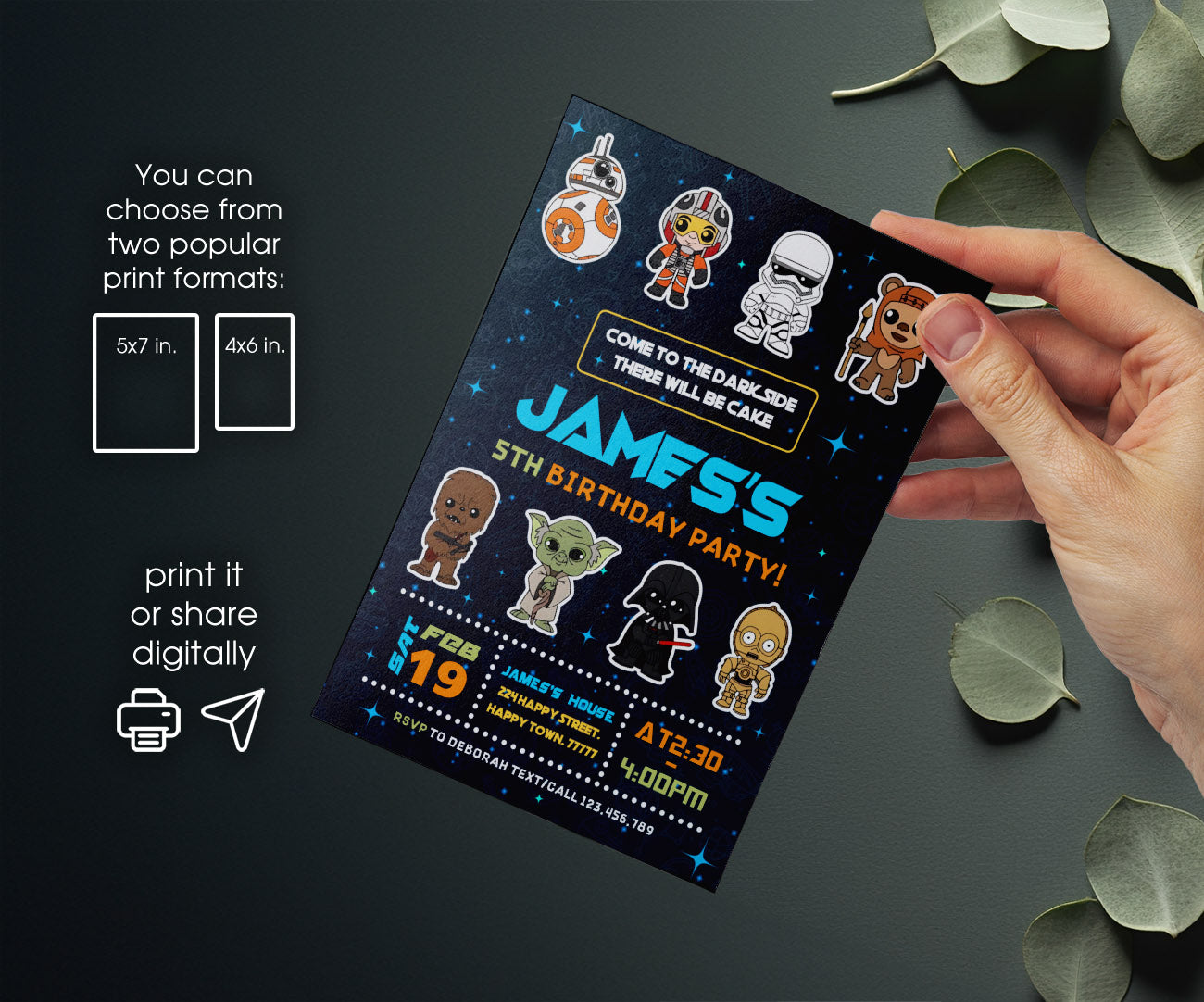 Star Wars Darth Vader customizable invitation template | Share or Print | boy | AA644