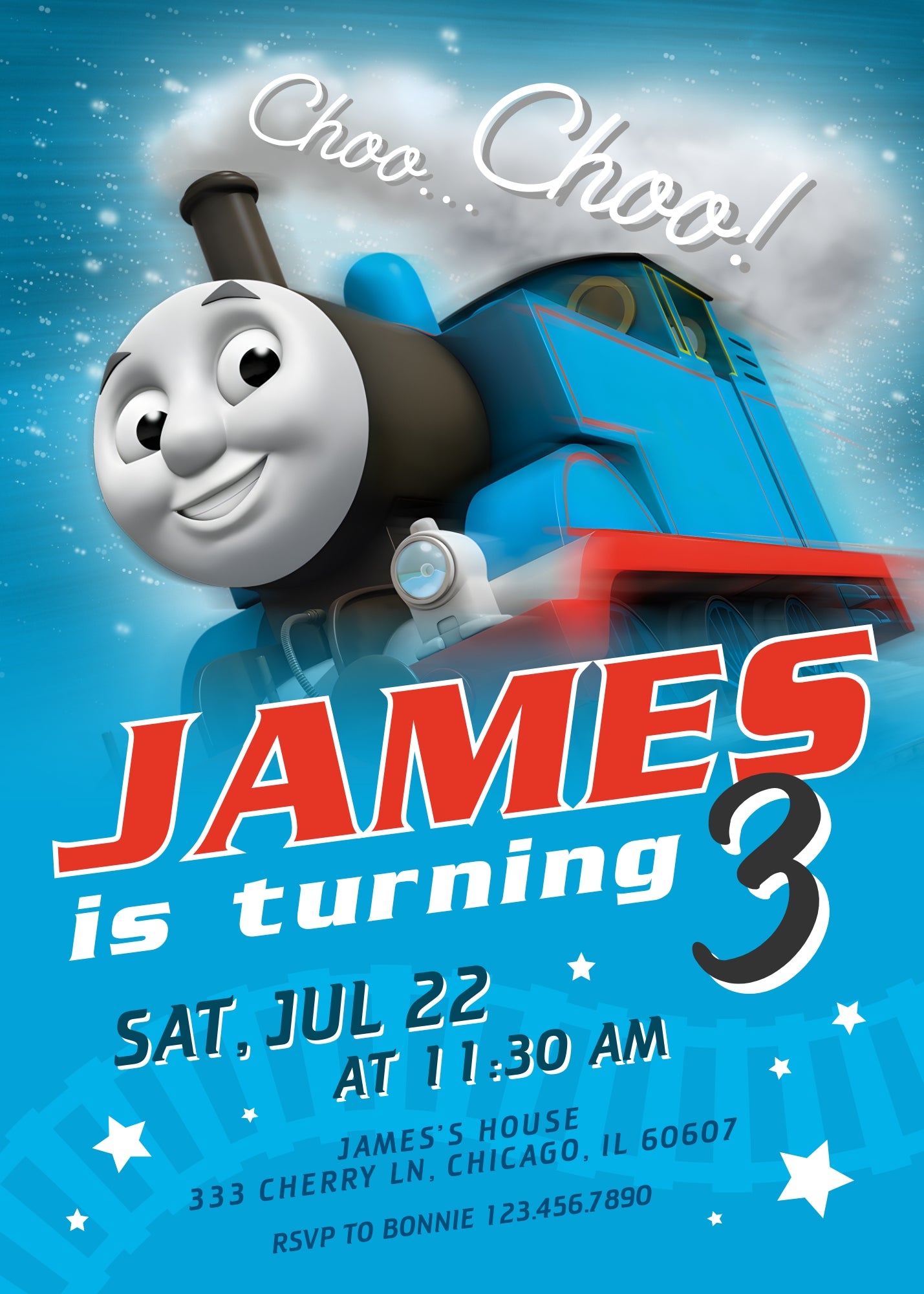 Thomas Train & Friends customizable invitation template | Share or Print | WL095