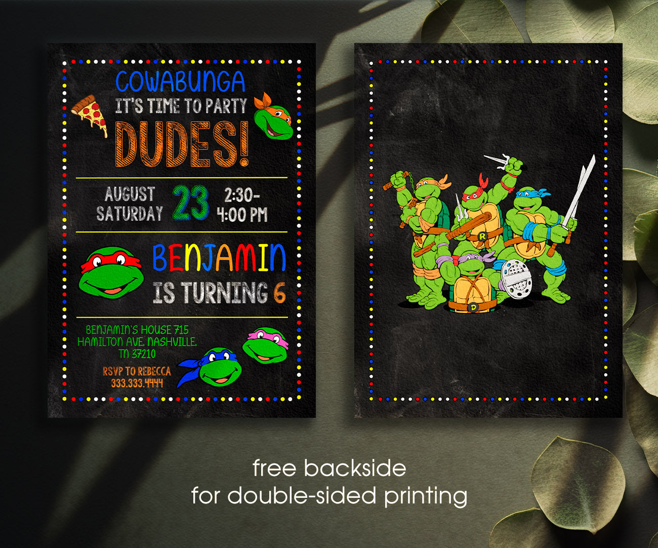 Teenage Mutant Ninja Turtles customizable invitation template | Share or Print | boy | WS359