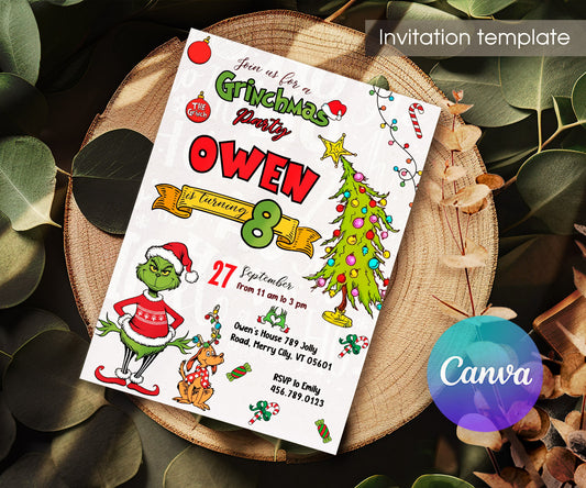 The Grinch  Merry Grinchmas customizable invitation template | Share or Print | NP226
