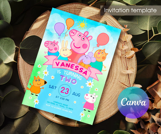 Peppa Pig customizable invitation template | Share or Print | girl | LY164
