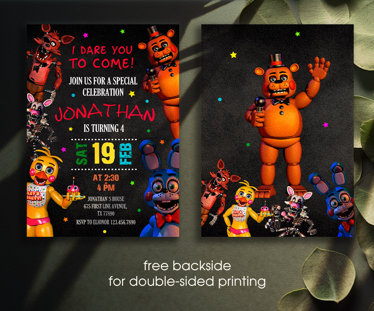 Five Nights at Freddy's customizable invitation template | Share or Print | JP261