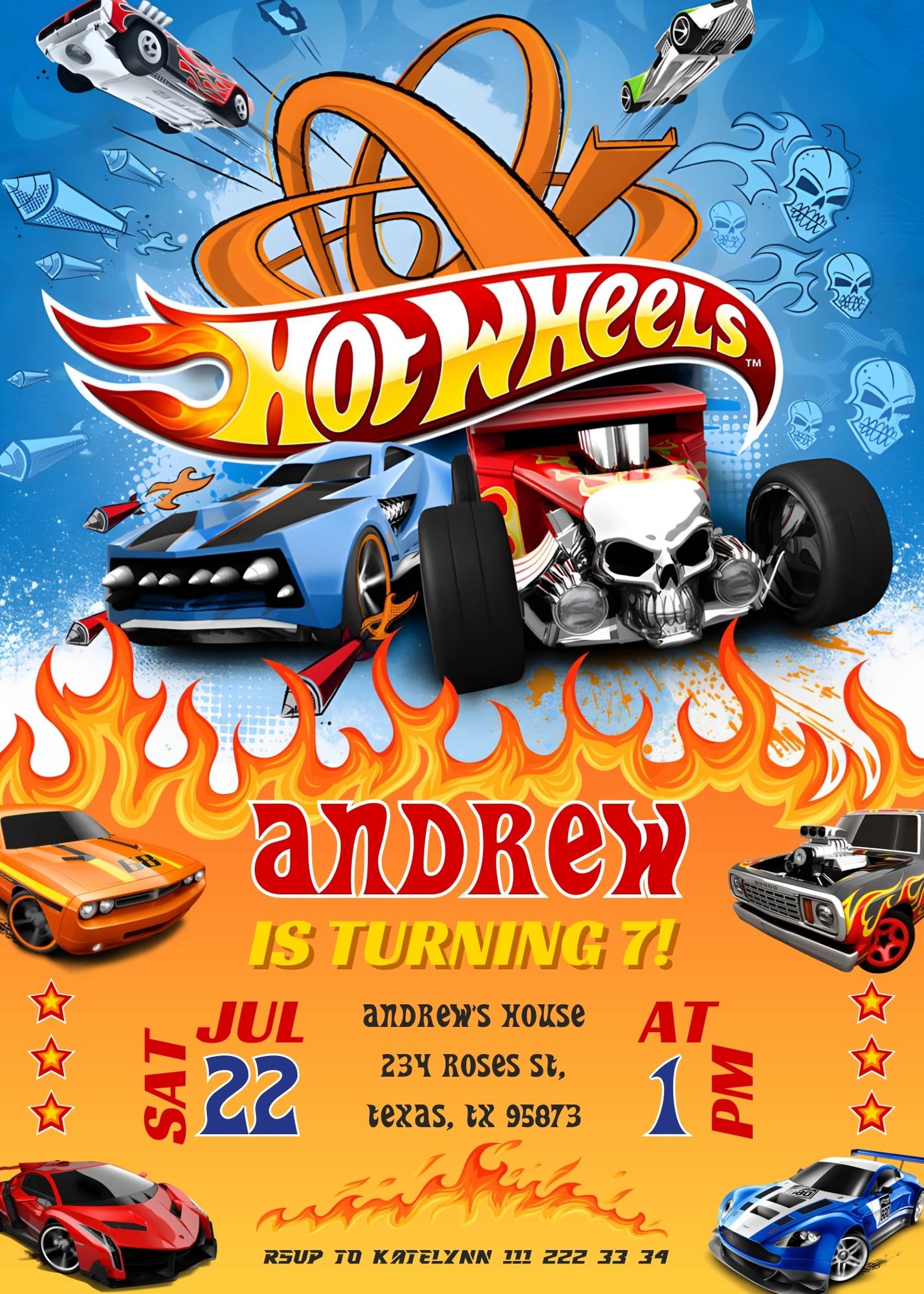Hot Wheels Racing customizable invitation template | Share or Print | boy | VT382