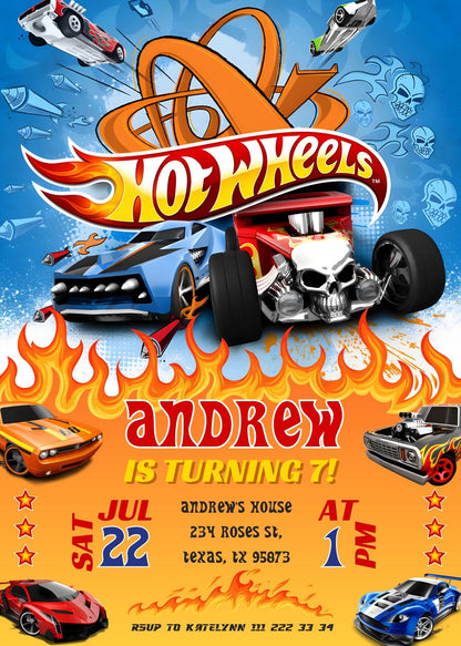 Hot Wheels Racing customizable invitation template | Share or Print | boy | VT382