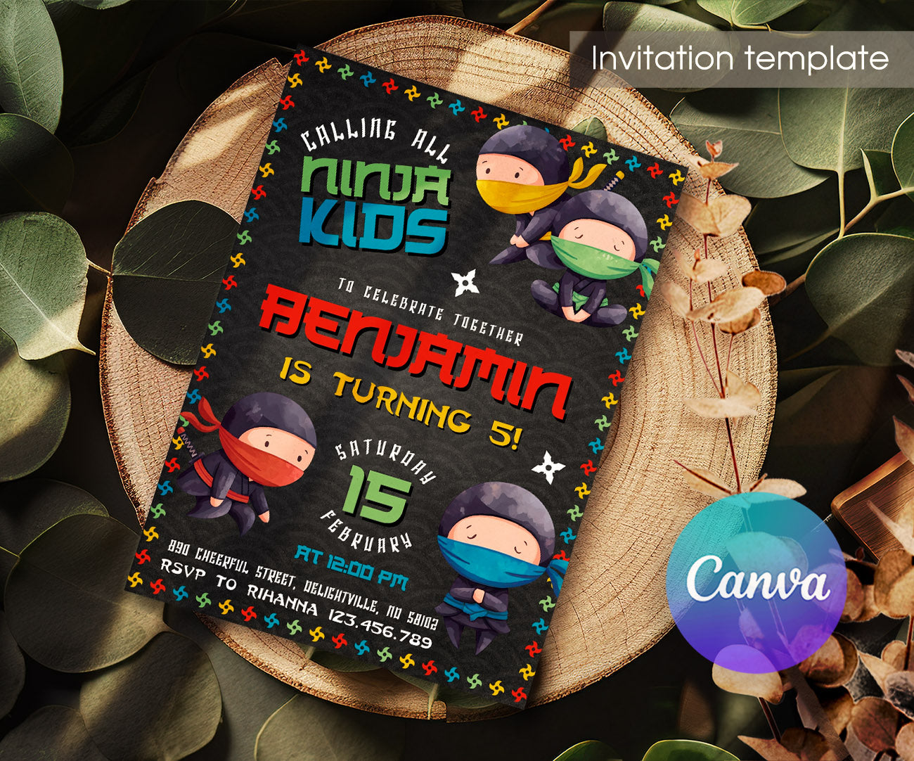 Ninja Kidz TV customizable invitation template | Share or Print | CB305