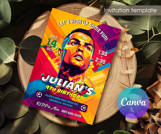 Ronaldo Fifa Soccer customizable invitation template | Share or Print | DV111