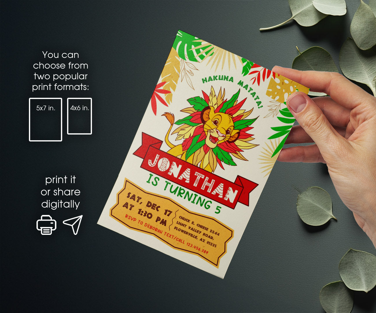 Lion King Simba customizable invitation template | Share or Print | FF251