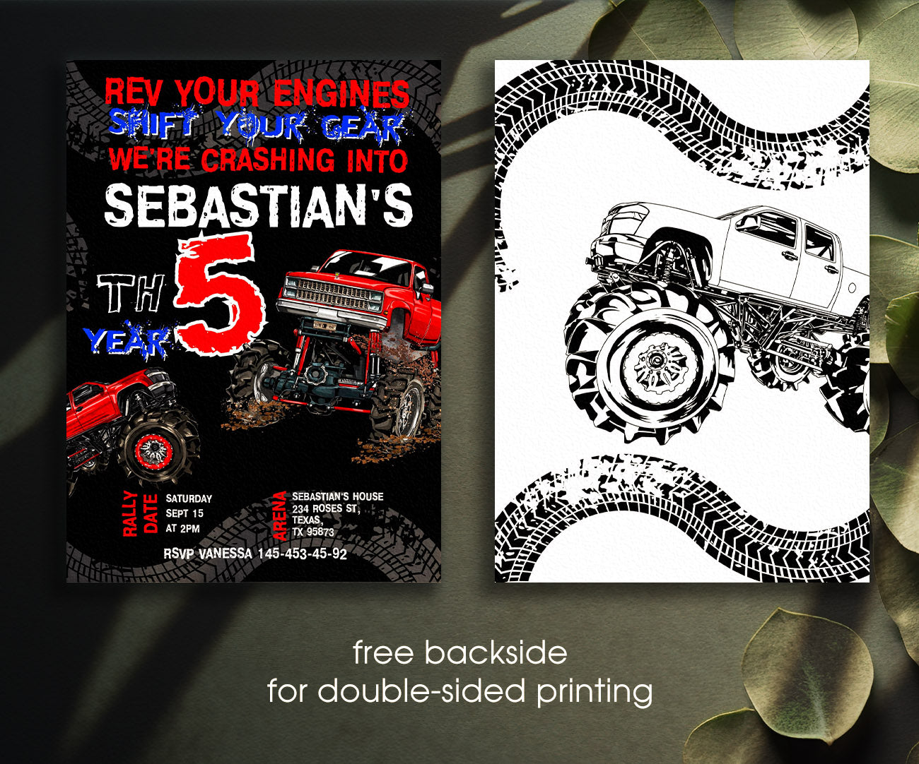 Monster Truck customizable invitation template | Share or Print | boy | WU975