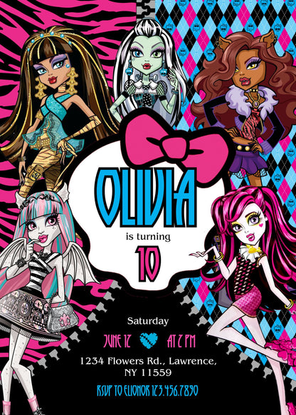 Monster High customizable invitation template | Share or Print | girl | LM786