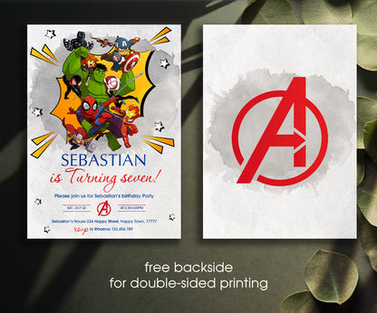 Avengers Marvel Superhero customizable invitation template | Share or Print | boy | FD008