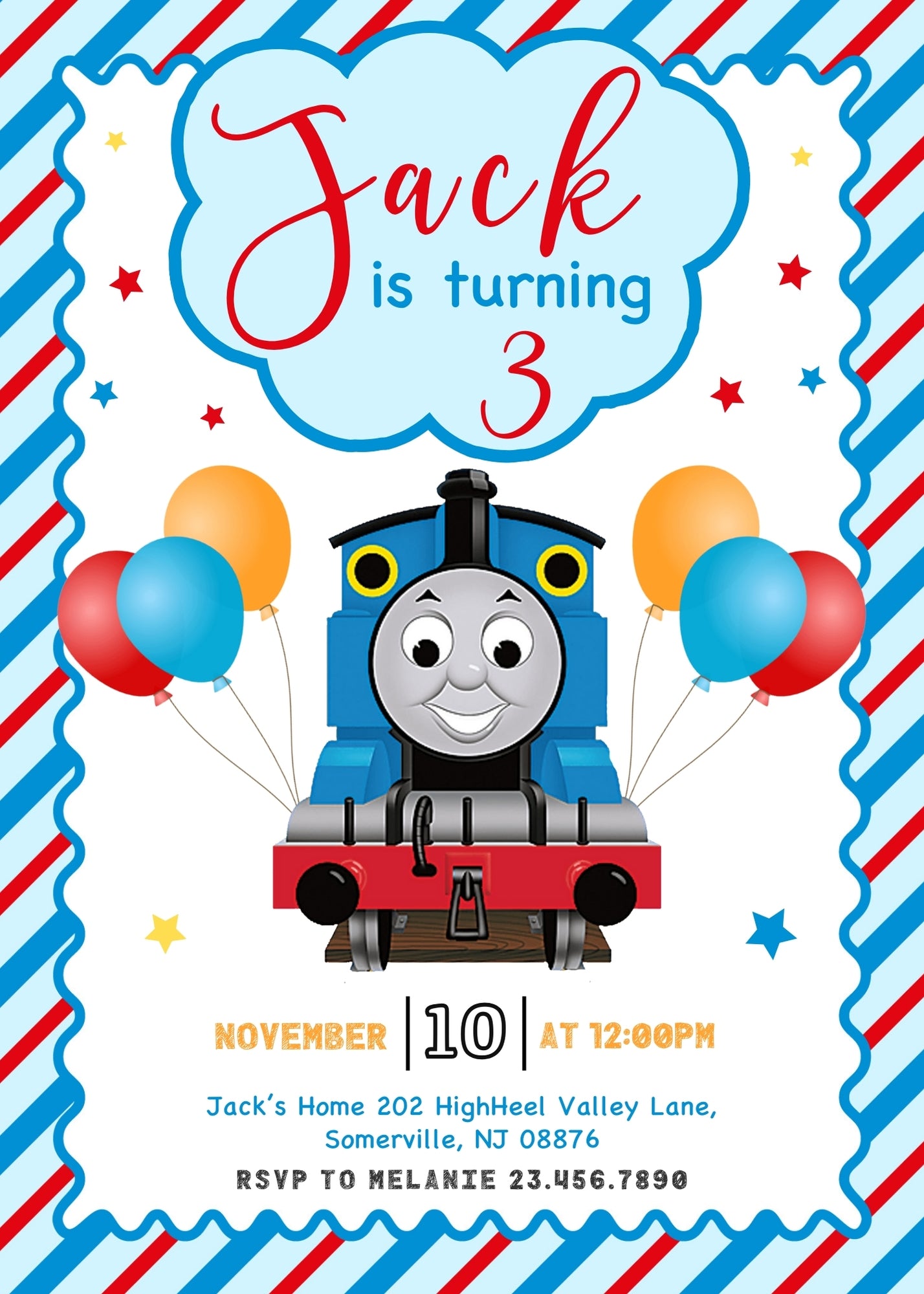 Thomas Train & Friends customizable invitation template | Share or Print | SU742