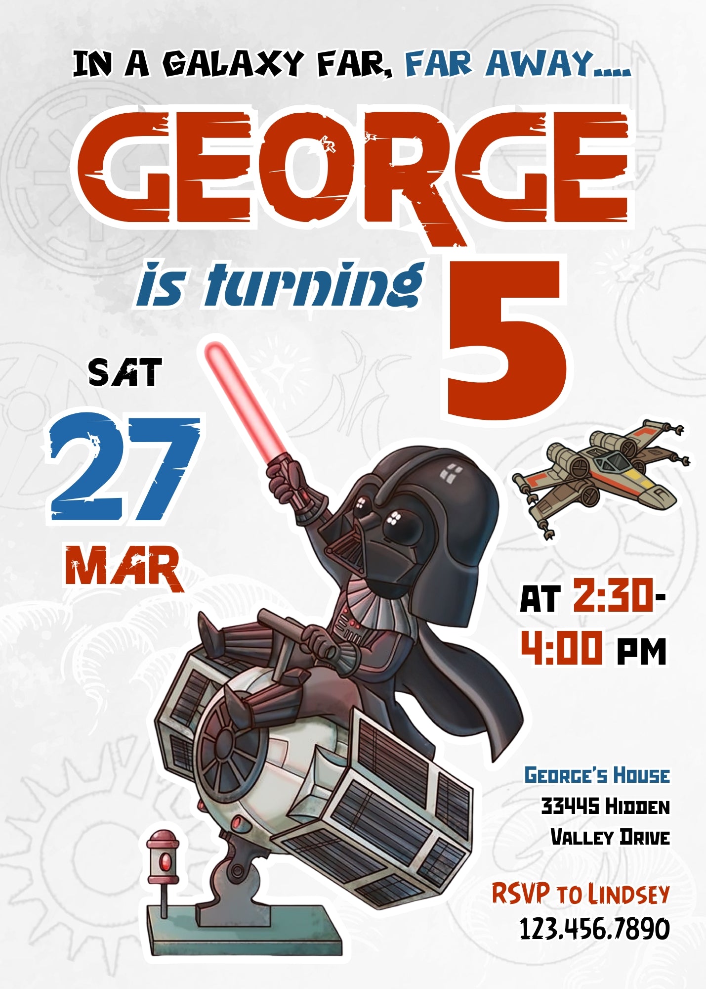 Star Wars Darth Vader customizable invitation template | Share or Print | boy | GJ418