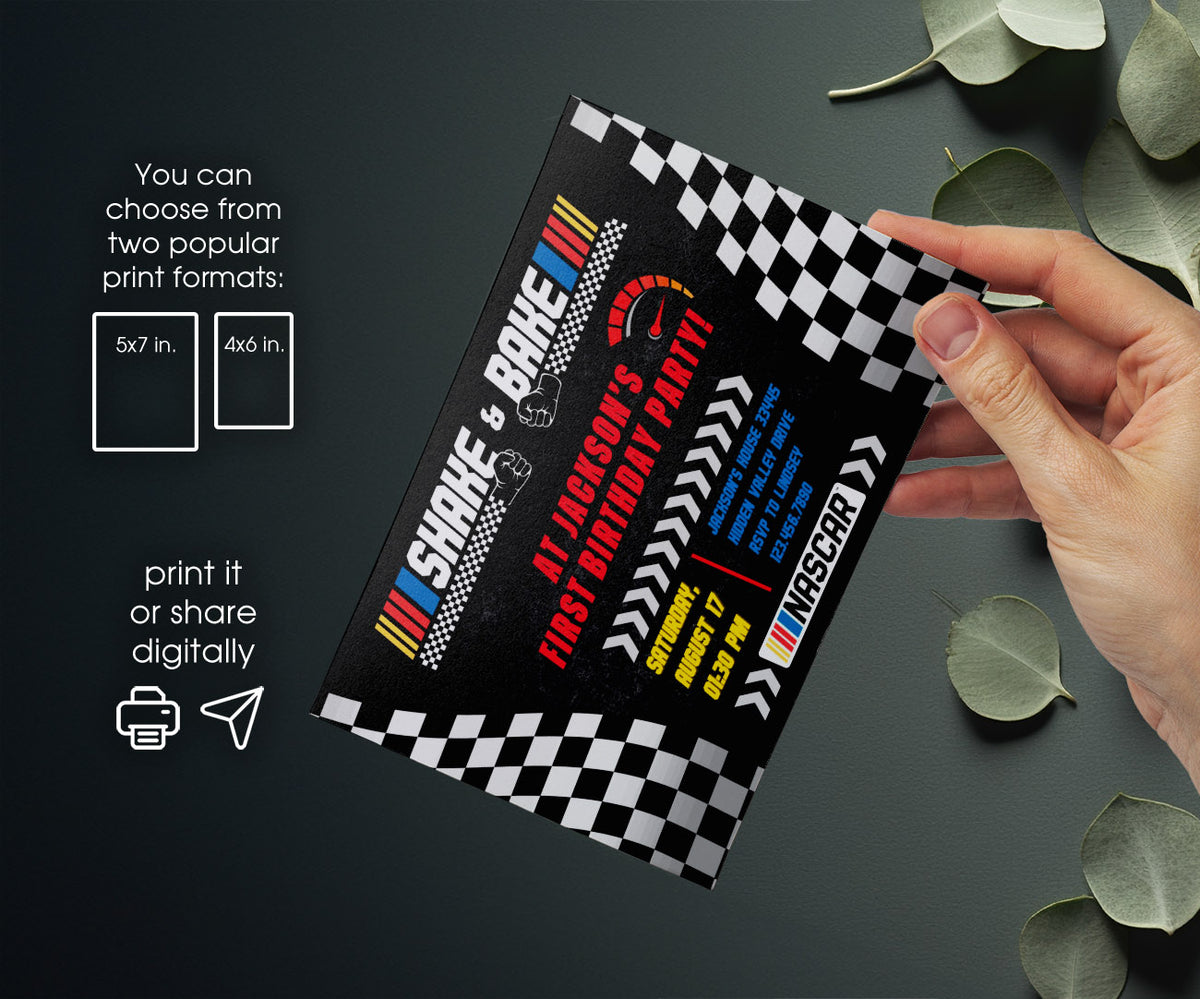 Nascar Ricky Bobby customizable invitation template | Share or Print | boy | WJ782