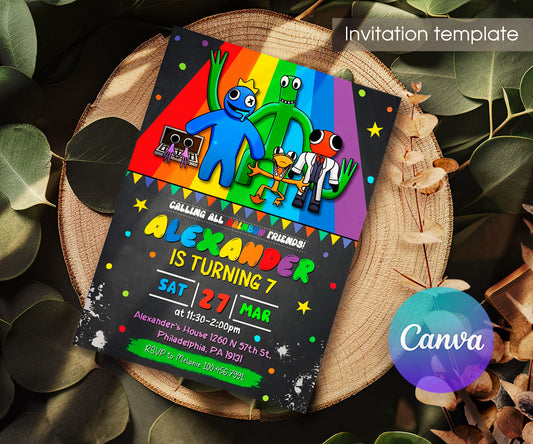 Rainbow Friends customizable invitation template | Share or Print | JL363