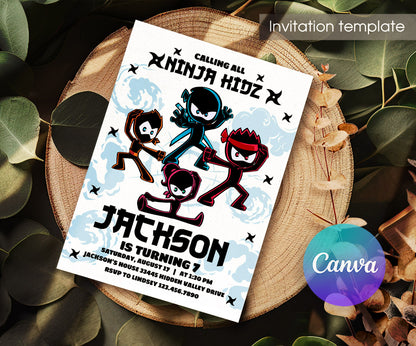 Ninja Kidz TV customizable invitation template | Share or Print | IW719