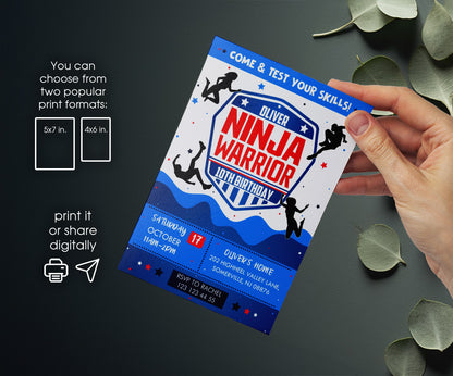 American Ninja Warrior customizable invitation template | Share or Print | TB693
