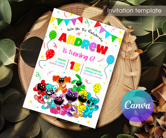 Smiling Critters customizable invitation template | Share or Print | EU306