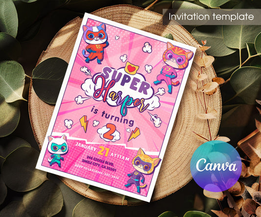 SuperKitties customizable invitation template | Share or Print | OY651