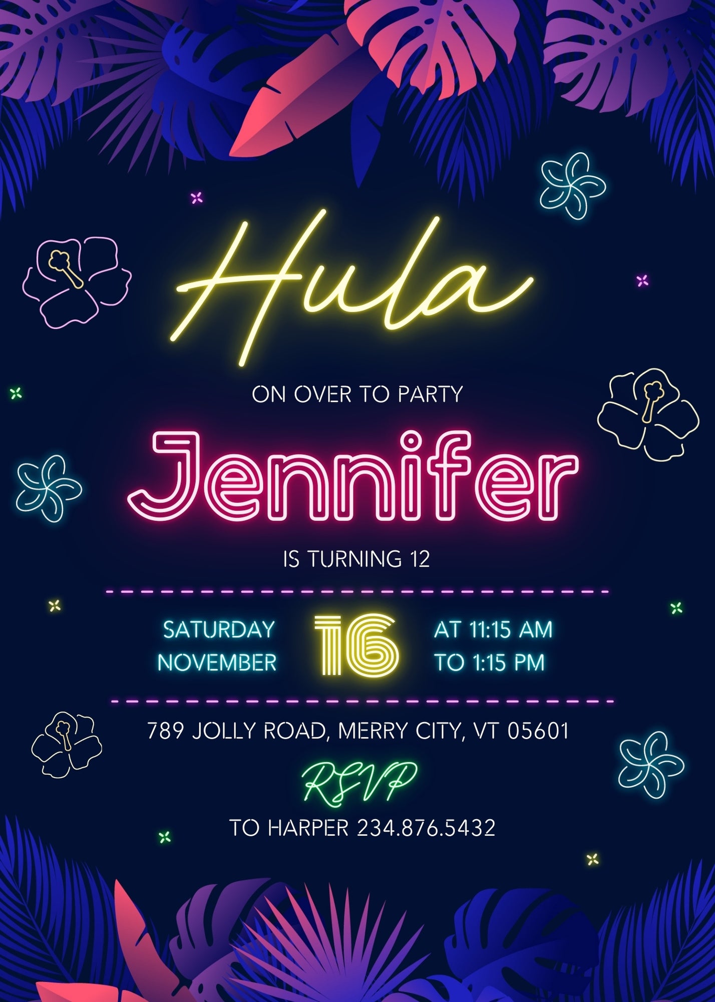 Aloha Luau Party customizable invitation template | Share or Print | girl | XF430
